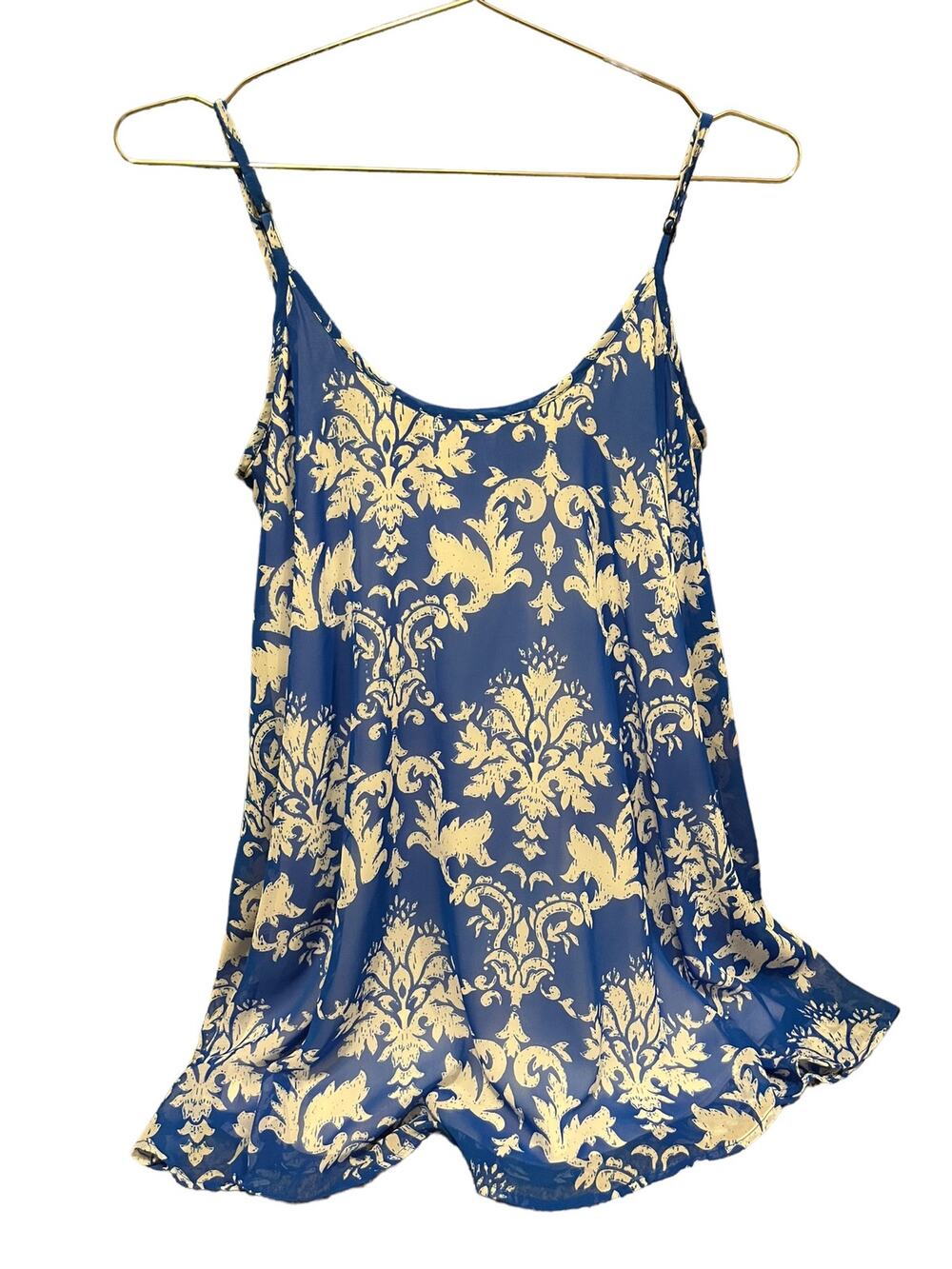 Show me Your Mumu blue white patterned tunic tank blouse Size medium